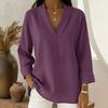 Loose Comfortable V Neck Long Sleeve Casual Pullover T Shirt