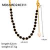 Meier Vintage court style titanium steel gold-plated beaded necklace with natural tiger's eye and freshwater pearls