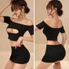 Hot Erotic lingerie Tight Secretary Uniform Sexy Beauty Open Chest Bag Hip Nightclub Dress erotic sexy lingerie woman Clothing