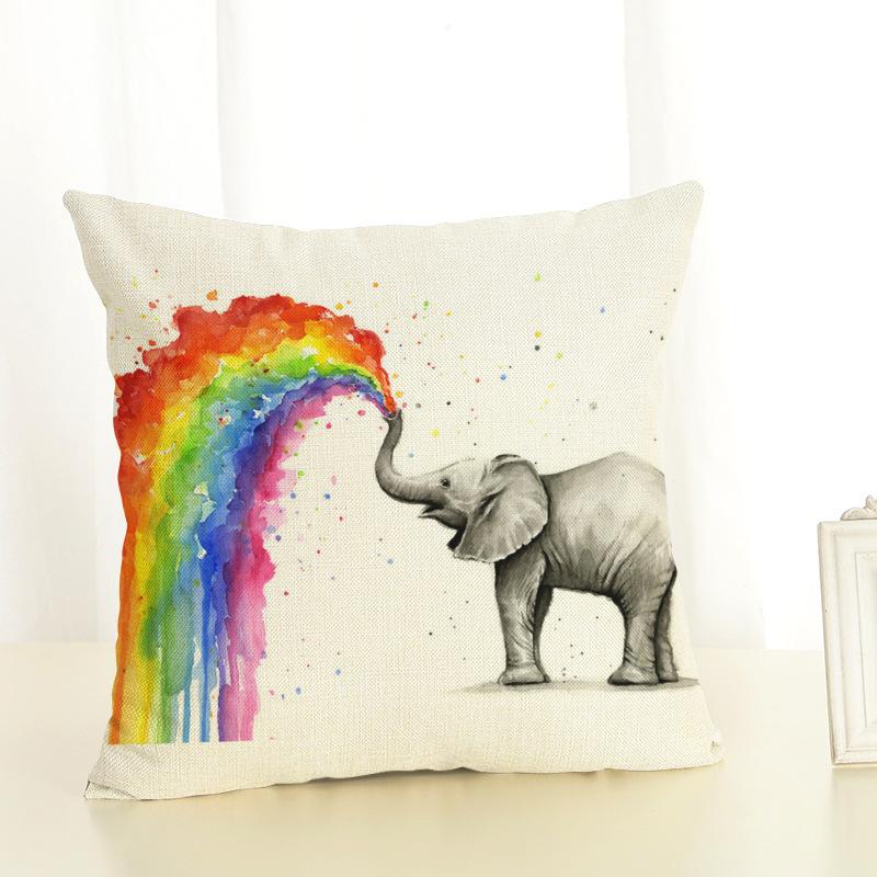 Creative Cartoon Elephant Cushion Cover Cotton Linen Elephant Printing Pillow Case For Sofa Home Decoration Almohada Zt89