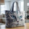 Cat Patterns Women Quilted Tote Bag 3D Printed Patterns Lightweight Travel Handbag Cotton Vintage Canvas Shoulder Bag Lady Girl