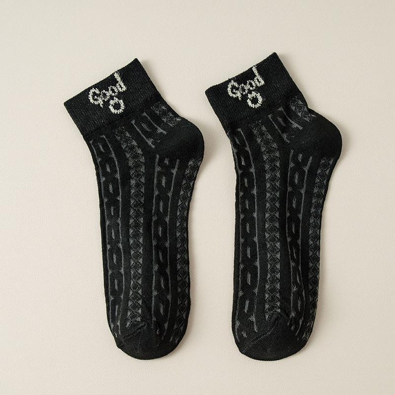 10 Pairs of Women's Summer Thin New Camellia Hollow Mesh Crystal Silk Breathable Socks