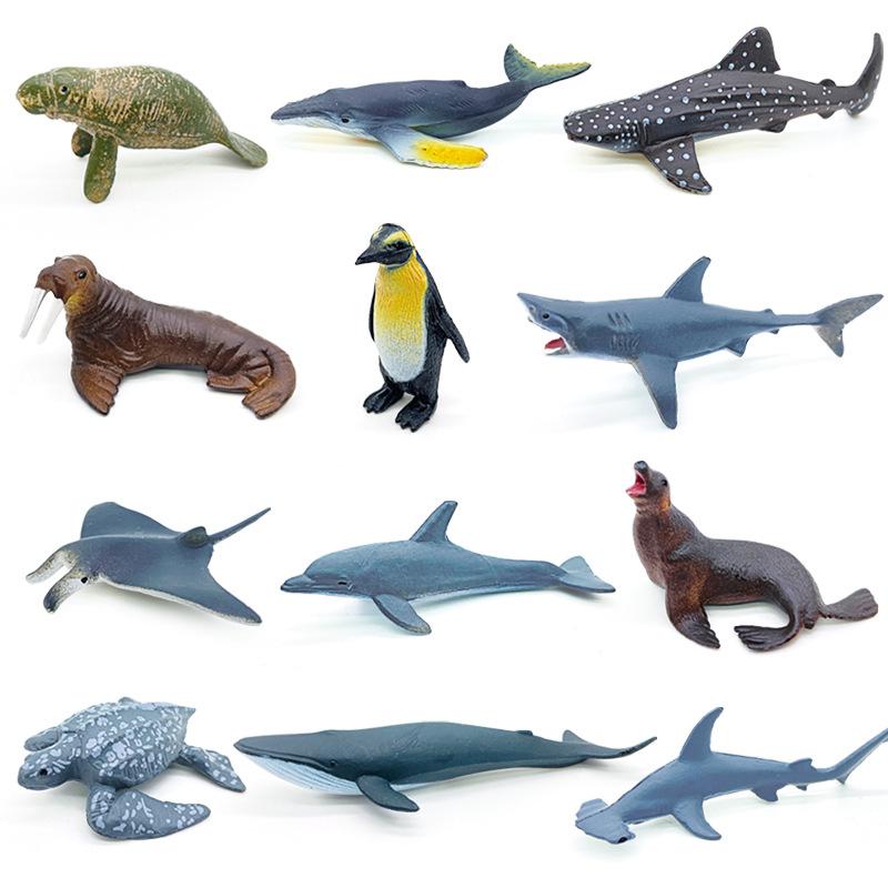 12 Stück/Set Aktualisierte Simulierte Meerestiere Pinguin Spielzeugmodell Realistische Meereslebewesen Schildkröte Wal Spielzeug Für Kinder Weihnachtsgeschenke
