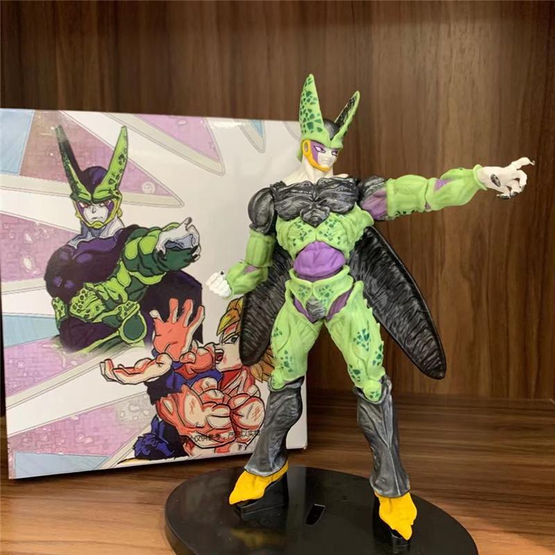 FigureCrazy Cell Figure Ultimate Shape Dragon Ball Z Goku Battle Soldiers Cell DBZ Figure Brush PVC Action Figure Collect Toy
