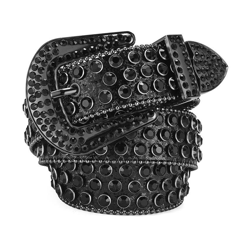 Amazon Fashion Men's and Women's Belts Punk Style Rock Trend Flow Rivet rhinestone Inlaid Wide Belt Women's Versatile Jeans Belt