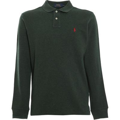 Polo Solid Color Small Pony Embroidered Slim Fit Long Sleeve Polo Shirt Men Tops Dark-Green 710680790-074