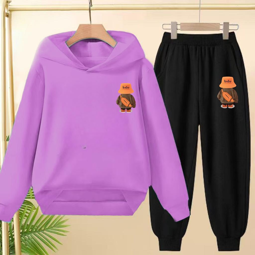 Suit Hoodie, "Baby Boy", Suitable for Boys and Girls Aged 3 to 12. Its Features Are Pink, White and Blue Tops and Trousers