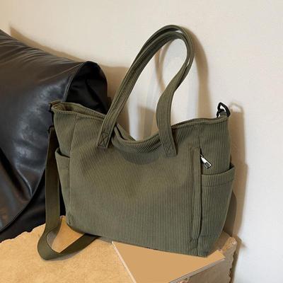 Sac fourre-tout Simple en velours côtelé, sac à bandoulière de grande capacité, sac à bandoulière décontracté pour voyage scolaire