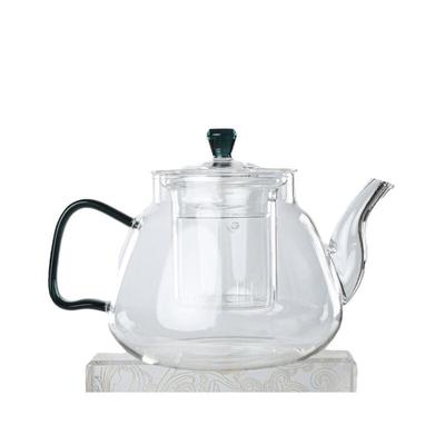Shangqi Transparent Glass Teapot with Dark Green Handle