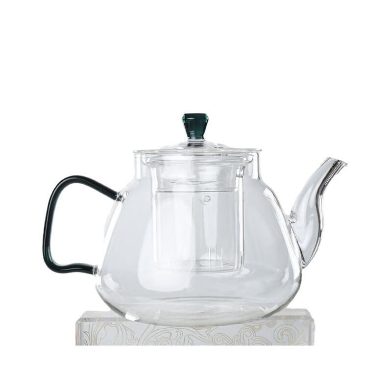 

Shangqi Transparent Glass Teapot with Dark Green Handle