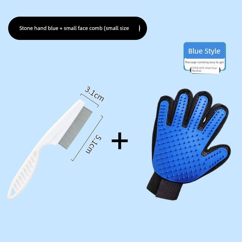 

Перчатки для ласки кошек Расческа Гребень для собак Щетка Фантастический удалитель пуха Очистка плавающей шерсти кошек Очиститель шерсти кошек Товары для питомцев Cat gloves + small face comb (small size)