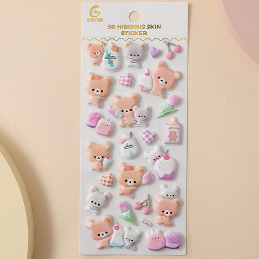 3D Set of for Decorating Cell DIY and Crafts Stickers Stickers, 4, Phones, Planners, Diaries, (Animal (Type B))