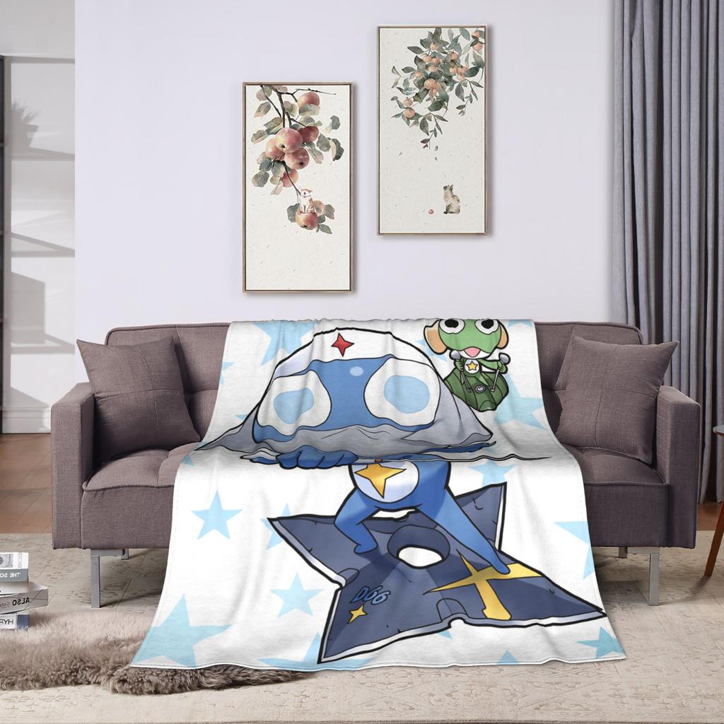 Keroro Gunsou Frog Super Warm Blanket  Decorative Plush Throw Blanket Aesthetic Couch Chair Flannel Bedspread Sofa Bed Cover