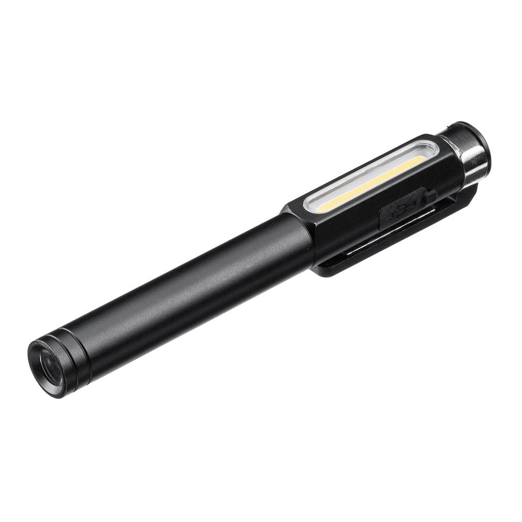 Sanwa Direct 800-LED068 Rechargeable LED Penlight with Magnetic Clip, Waterproof IP54, Max 300 Lumens, Work Light