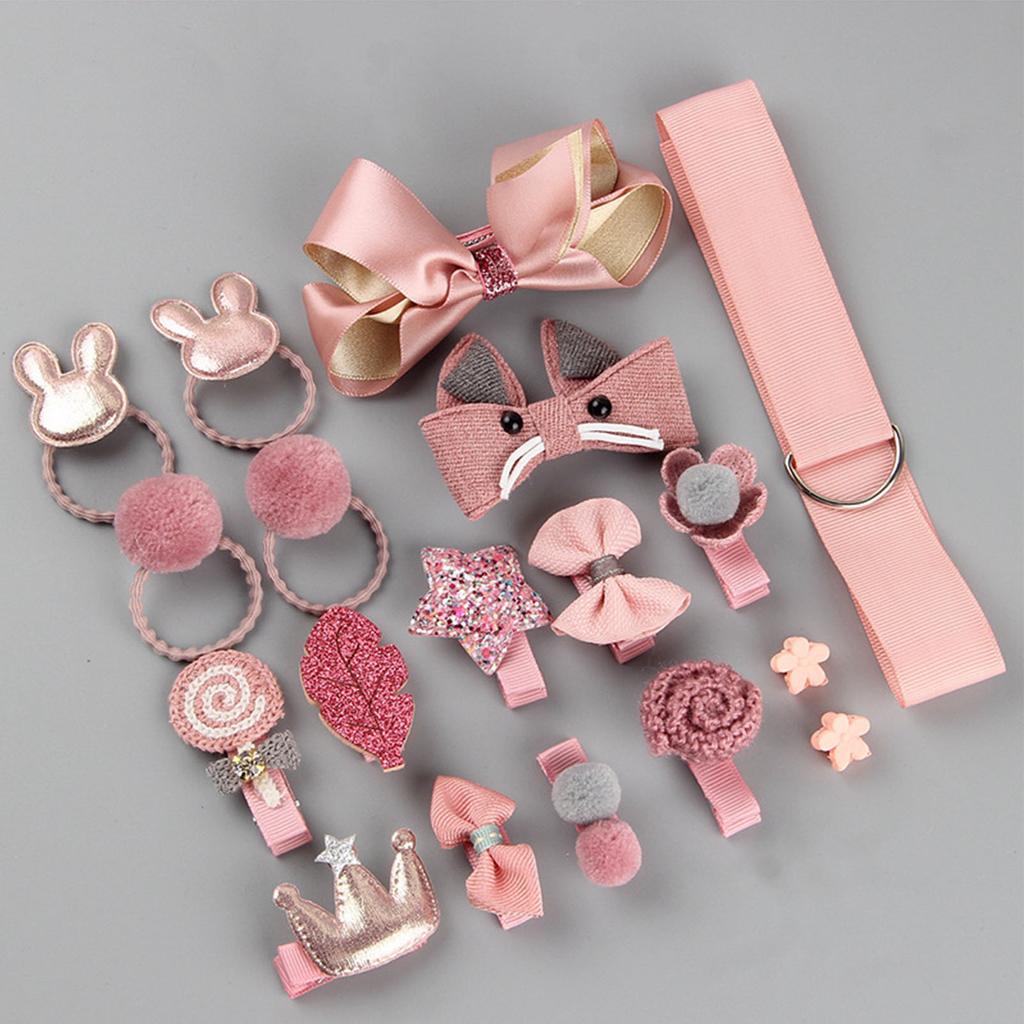 Girls Pink Cartoon Cute Hair Clip Hair Tie Set Toddler Kids Hair Accessories Ponytail Holder Claw