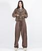 Deumakeu Stripe Chicano Wide One-Tuck Pants -Brown