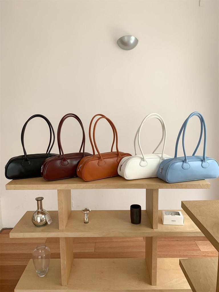 Women's French Baguette Underarm Bowling Bag - Simple Solid Shoulder Handbag