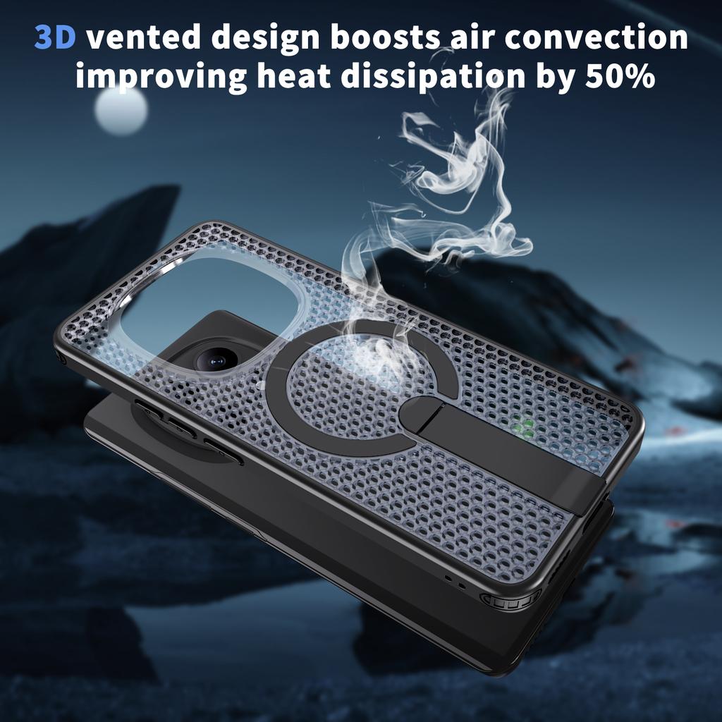 For Xiaomi Redmi Note 15 5G (Global) / Poco M8 5G Magnetic Case Kickstand Grid Texture TPU PC Phone Back Cover