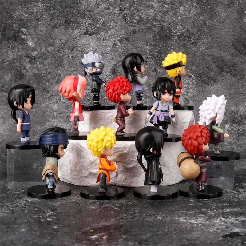 12/set of Second-generation Models Anime Naruto Sasuke Itachi Kanjiro Sharen Silent Hinata Q Edition PVC Doll Children's Toys Do