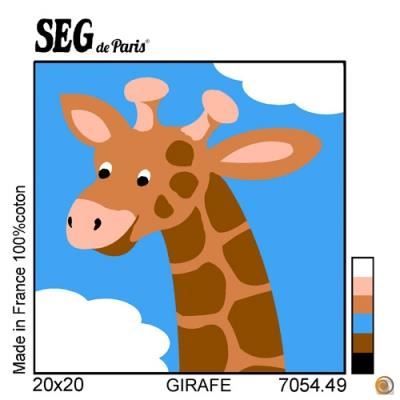 Kit canevas - Seg - Soudan blanc - Girafe - 20x20cm - Imprimé gros trou