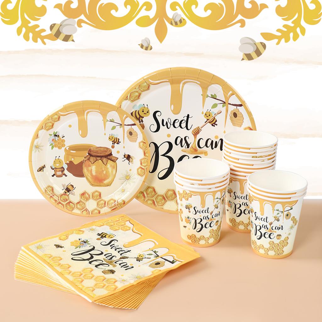 Bee Hive Theme PE Tablecloth Happy Birthday Party Decor Kids Wedding Baby Shower Party Supplies Kitchen Dining Table Cover