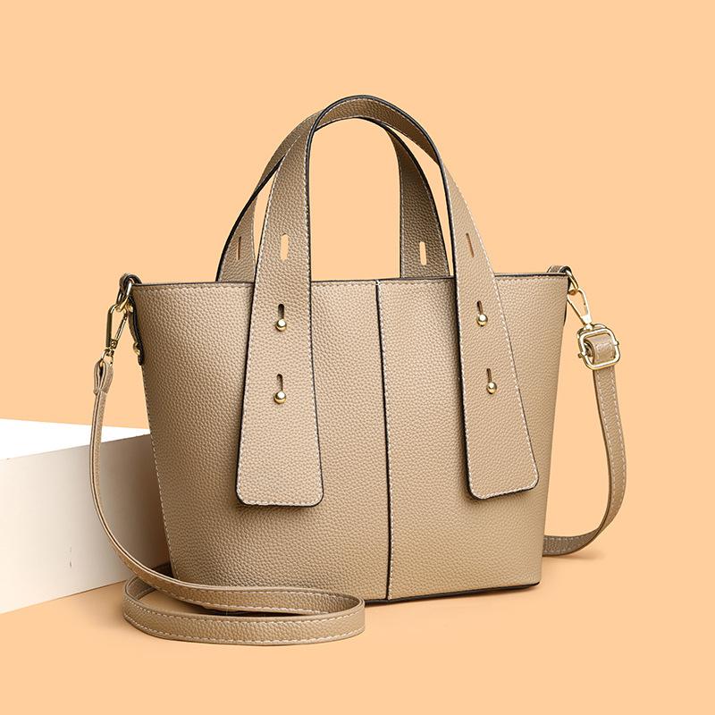 Luxury PU Leather Tote Bag Female High Quality Solid Color Bucket Handbag Women Brand Shoulder Crossbody Bags CLE