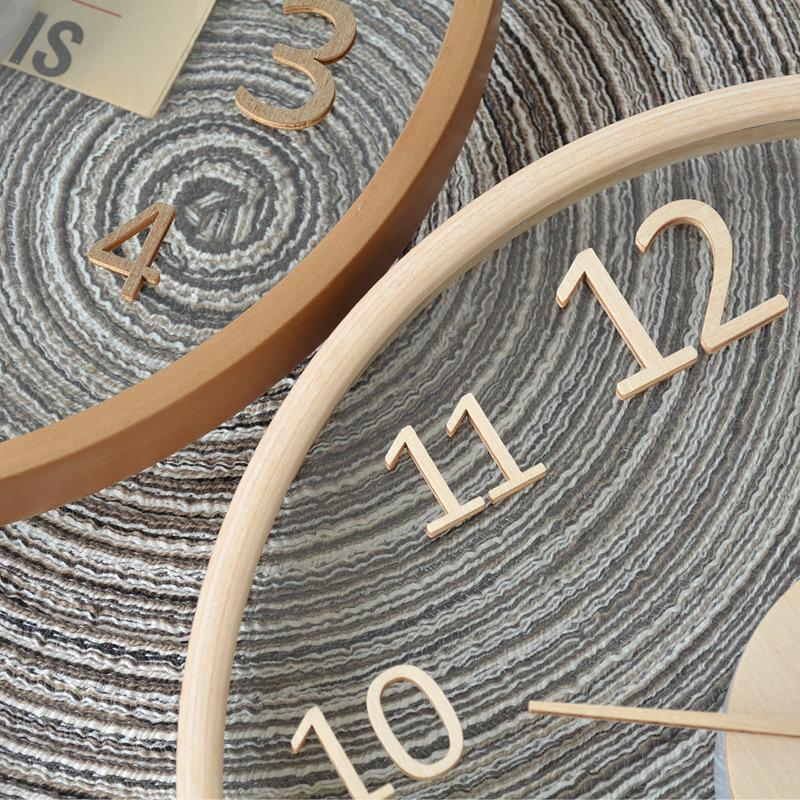 Solid Wood Transparent Glass Wall Clock Living Room Home Stylish Wall Light Luxury Nordic Creative Decoration Clock