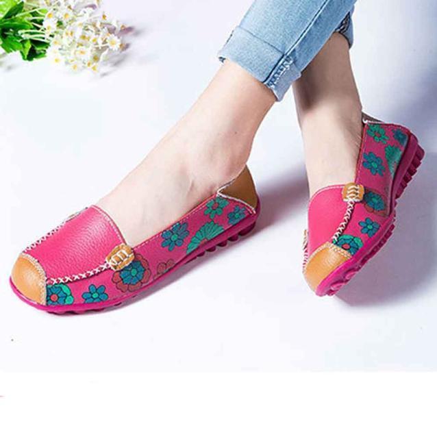 Elegant Women Leather Shoes Loafers Soft Leisure Flats Female Casual Shoes Size 36-44