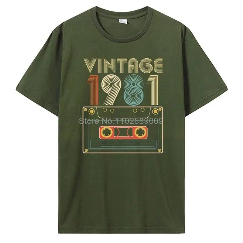 Vintage Tillverkad 1981 Alla Originaldelar Födelsedags-T-shirt Jubileums-T-shirt Oversized Unisex Kläder T-shirts För Unisex Streetwear