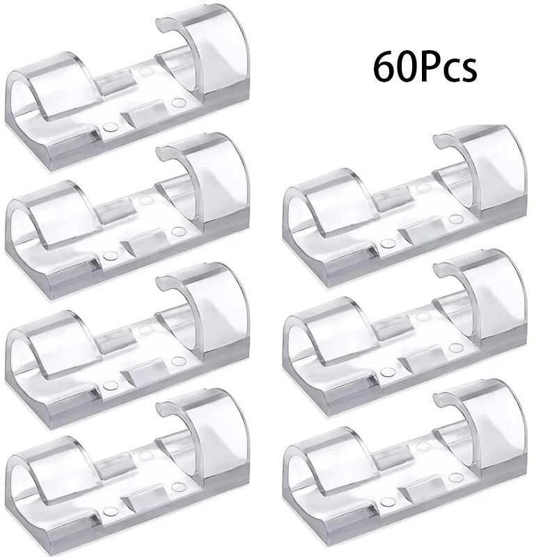 20/40PCS Cable Storage Clips for Management Wire Holder USB Charging Data Cable Spool Winder with Wall Mount Hooks