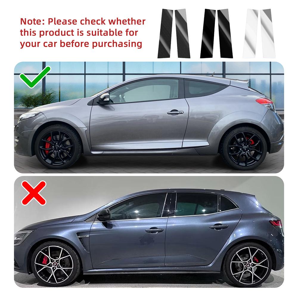 B Pillars Sticker For Renault Megane Hatchback 2009 2010 2011 2012 2013 2014 2015 Carbon Fiber Pattern Car Window Pillar Posts argento