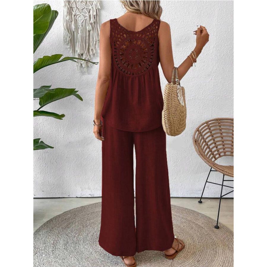 Casual Fashion Chic New Solid Backless Hollow Flower Set Trendy