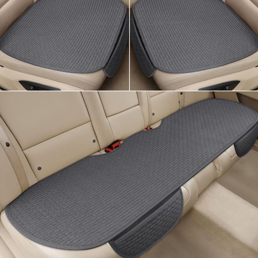 3PCS Car Seat Covers Cushion Pad Breathable Anti Slip Auto Seat Protector Pad With Storage Pocket Universal Fit For Most Automotive, Truck, SUV, And