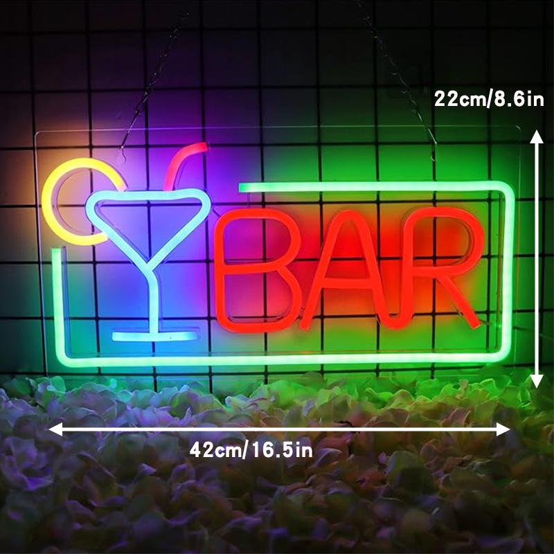 LED Wine Glass Neon Sign - Wall Hanging Decorative Bar Light