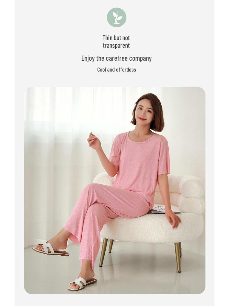 Silky Ice Skin Short Sleeve Pajama Set for Couples