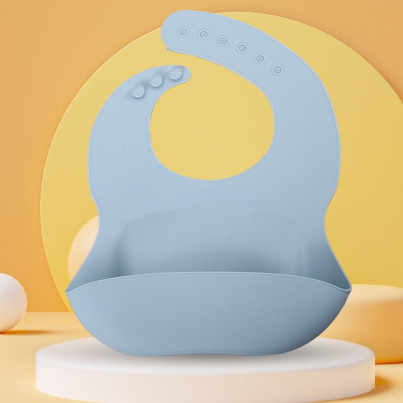 Waterproof Silicone Baby Bib - Large, Wash-Free, Drool & Meal Bib for Newborns and Children