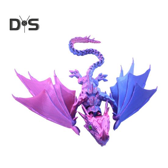 Estatueta de Dragão Alado Impressa em 3D Articulações Móveis Figura de Dragão Voador Modelo de Dragão Articulado Brinquedo Fidget Decoração de Mesa Ornamento