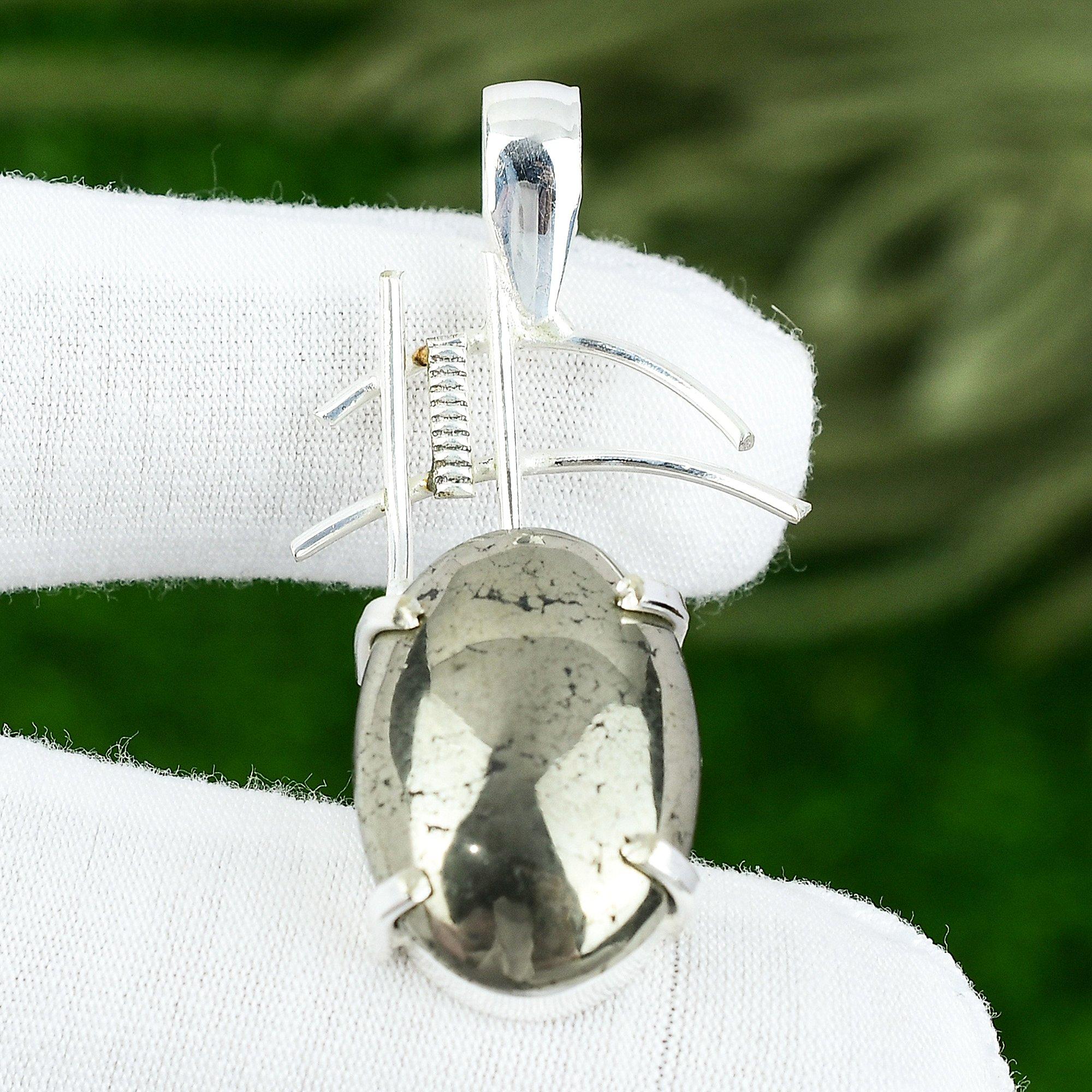 

925 Sterling Silver Solar Chakra Pyrite Stone Wife Anniversary Pendant Jewelry