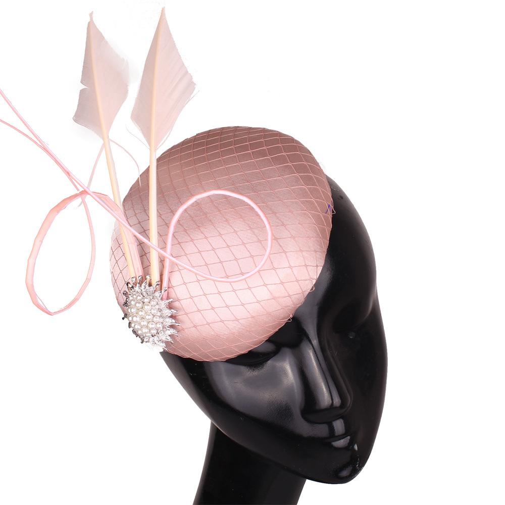 

Boutique Bridal Mesh Top Hat Flower Hair Accessories Headband Headband Feather Hair Accessories One Hand