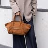 Pravá kůže Taška s obličejem Smiley Dámská Matná hovězí Kůže Velká kapacita Tote Do práce Ruční křídlo Módní Jednoramenná Crossbody