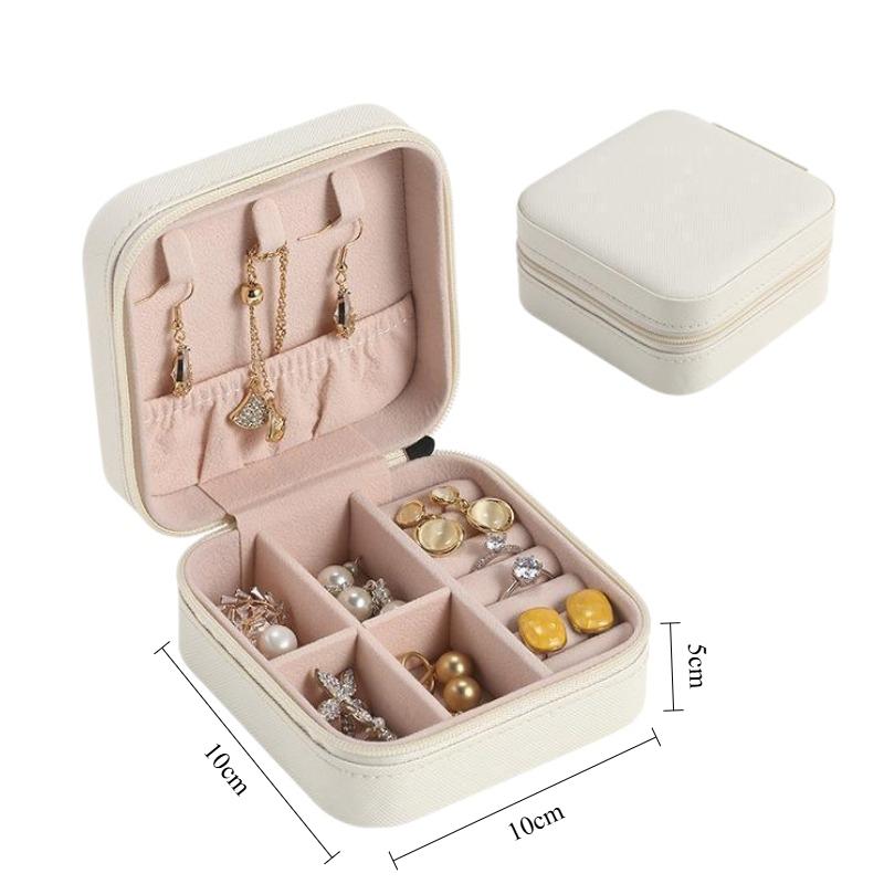 Portable Small Jewelry Box Pu Leather Small Jewelry Organizer Women Girls Travel Case Earrings Rings Necklaces Bracelets Storage