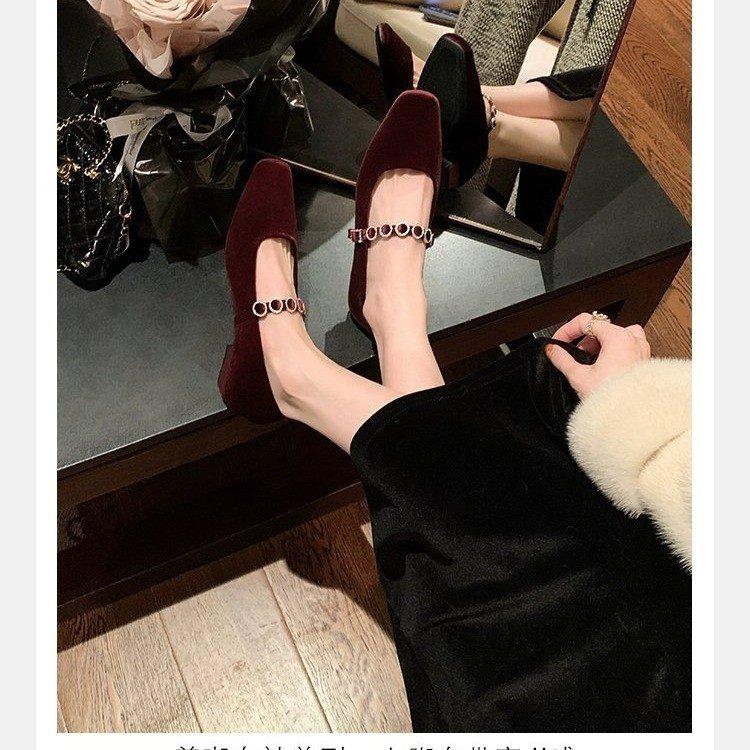 Fashion Mary Jane Single Shoes Thick Heel Shoes Elegant Classic Retro Square Toe Comfortable Soft Shallow Cut Low Heel Women's Shoes
