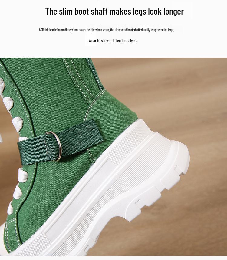 Women's 2026 Autumn/Winter British Style Dr. Martens High-Top Canvas Boots with Thick Sole and Round Toe