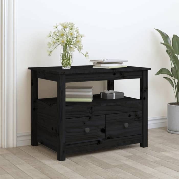 VidaXL Coffee Table Black 71x49x55 Cm Solid Pine Wood 820940