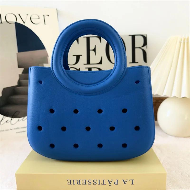 Women Summer Beach Bag Summer EVA DIY Waterproof Beach Basket Picnic Outdoor Travel Tote Handbag For Swimming Vacation Shopping