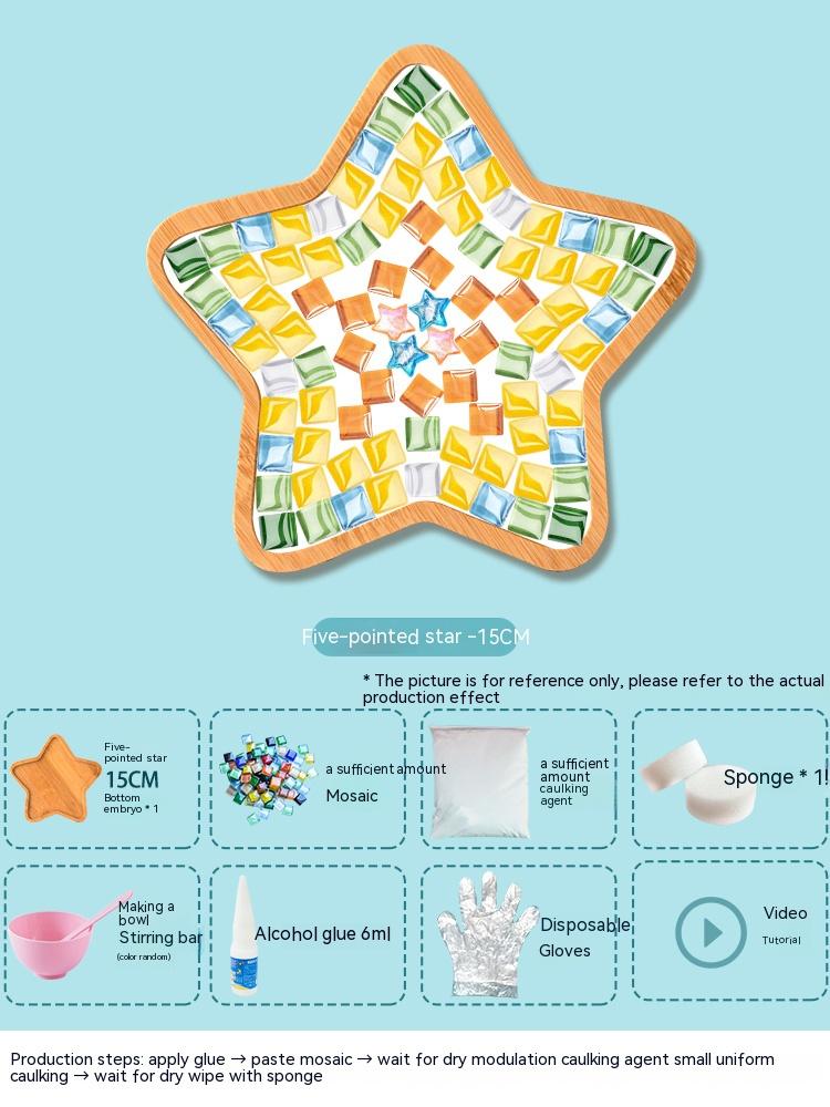 Bamboo Mosaic DIY Coasters Handmade Creative Material for Cup Tableware Mat Tray Placemat Mosaic Crystal Craft Tool Kit Kid Gift