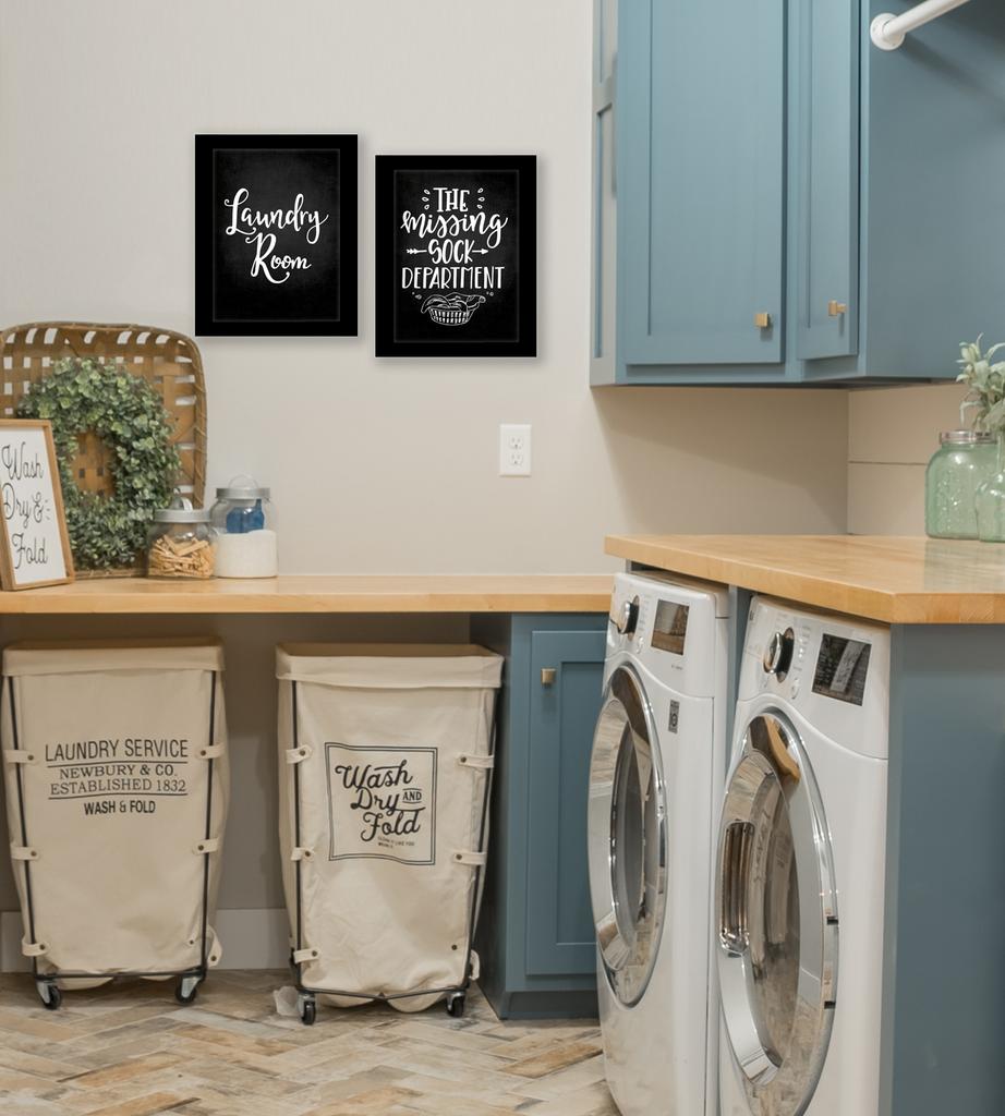 Inkdotpot 2 Piece Laundry Signs for Laundry Room Decor Wash Dry Fold Repeat Poster With Frame, Laundry Room Wall Art Signs Framed