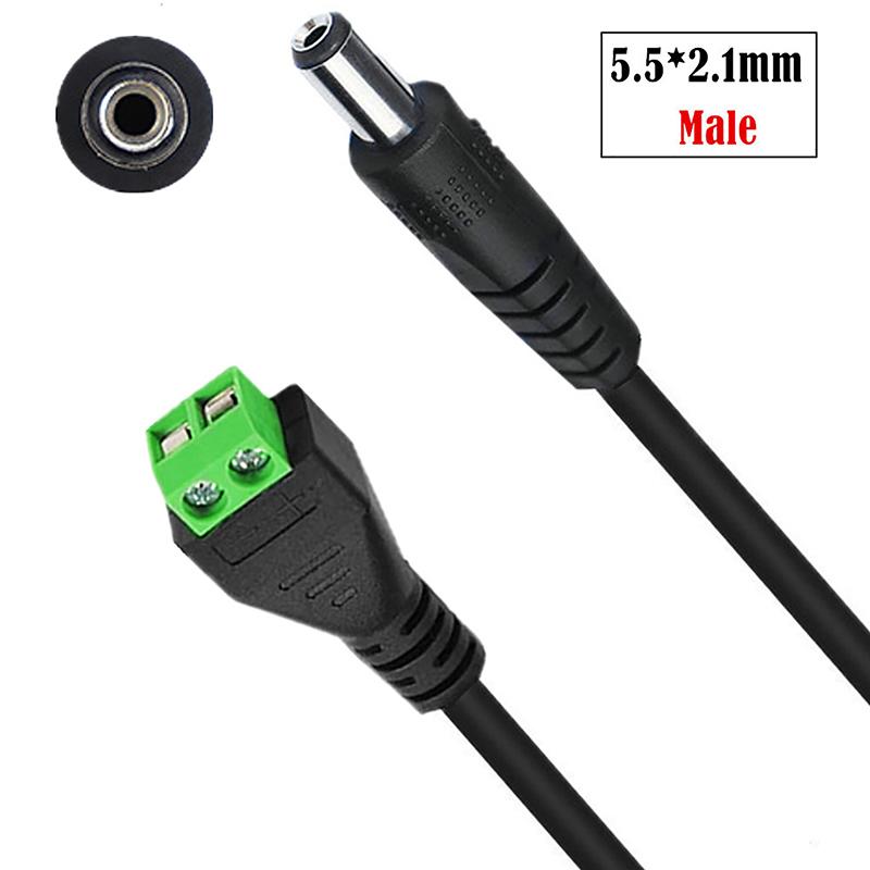 DC Strømkabel 5.5*2.1/5.5*2.5mm/3.5*1.35mm Hunn Hann Kontakt Jack Plugg Tilkobling For LED Stripe CCTV Sikkerhetskamera DVR