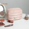 Women Padded Makeup Bag Portable Cosmetic Organizer Waterproof Zippered Handbag Toiletry Pouch for Girls Travel Home Use