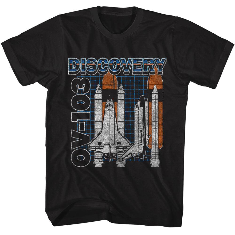 NASA Discovery OV-103 Space Shuttle Blue Print Grid Men T Shirt S